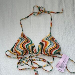 Target women’s wild fable colorful triangle bikini top, size medium
